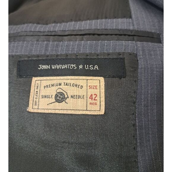 John Varvatos Mens 42R WORSTED WOOL SILK Gray Blazer Jacket Gray Stripe - Picture 7 of 8